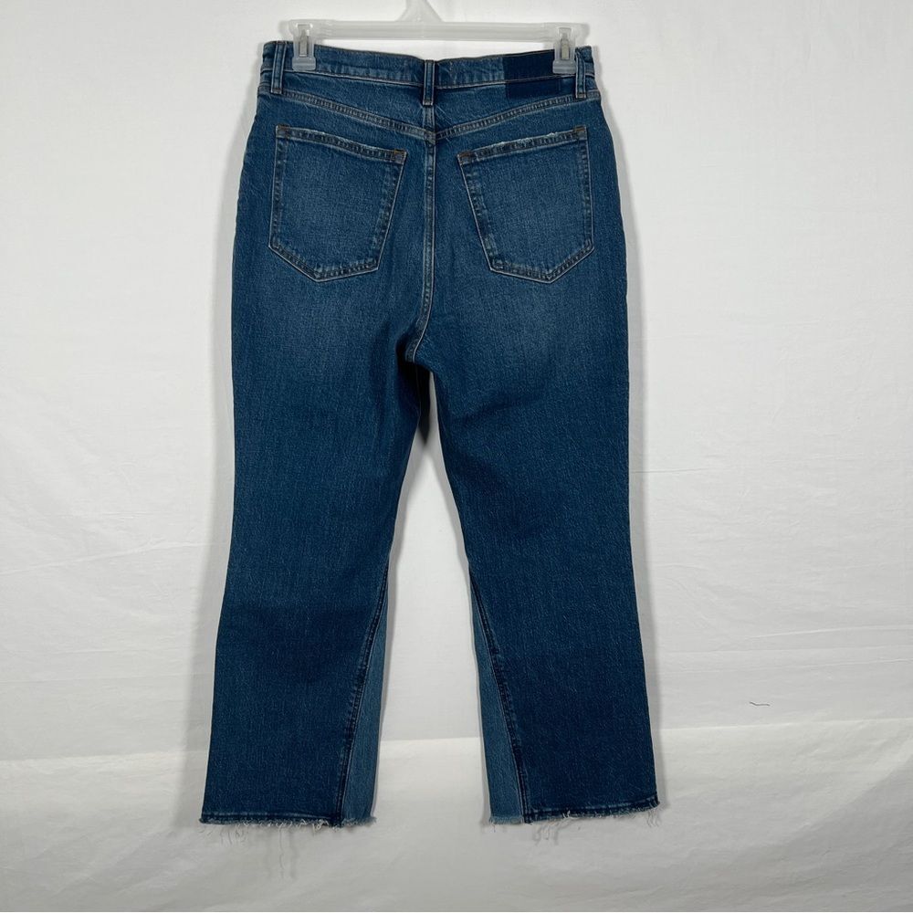 Abercrombie & Fitch Ultra High Rise Jeans 31 12 Two Tone Cropped Denim Raw Hem - Picture 2 of 7
